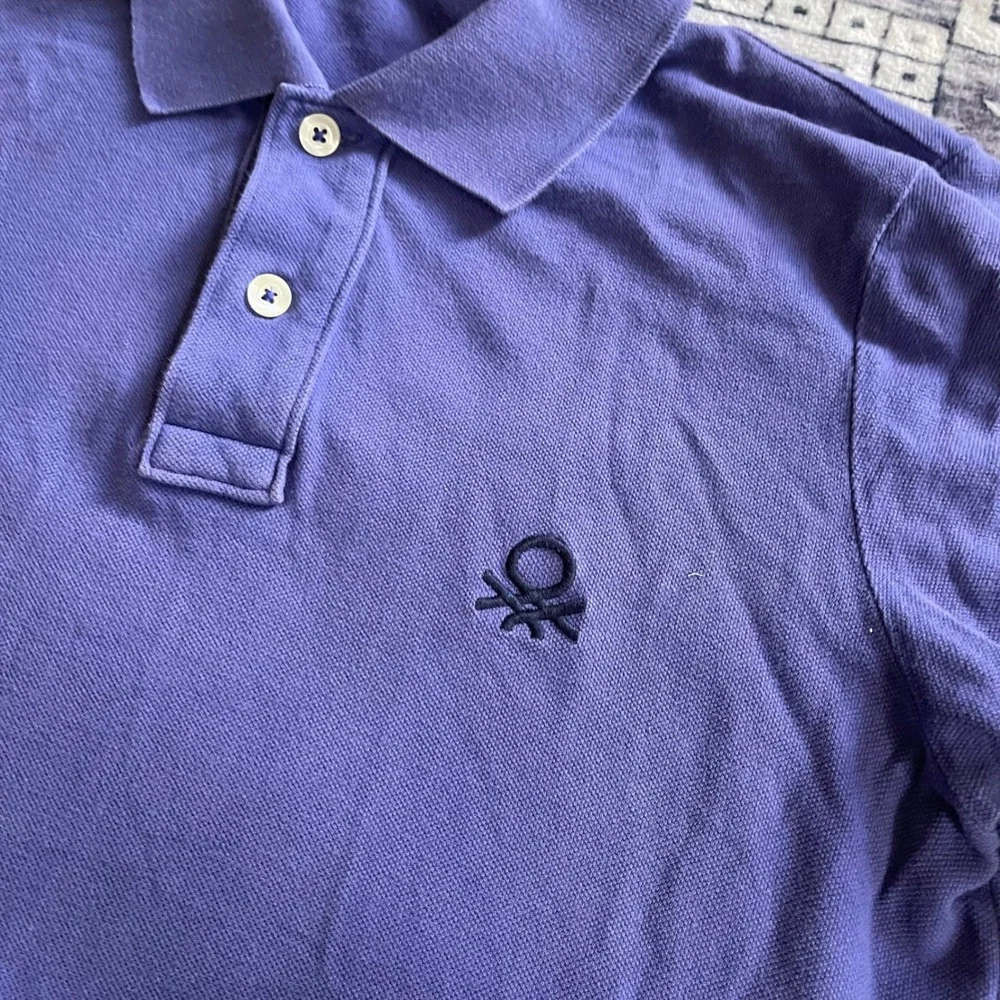 United Colors of Benetton Mens Purple Short Sleeve Pique Polo Shirt Logo 0742